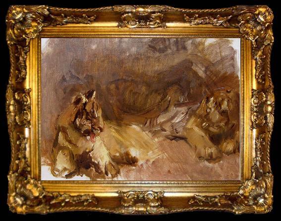 framed  Max Slevogt Study of Lions, ta009-2